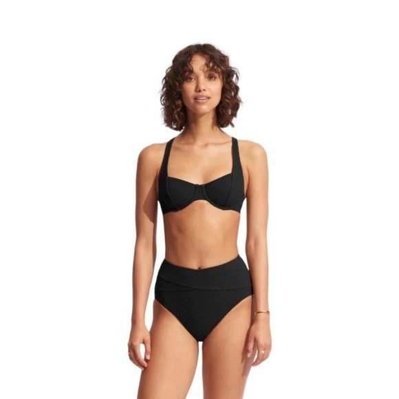 $226 Seafolly Willow Bikini Set Underwire Top & High Rise Full Coverage Bottom - Picture 10 of 11
